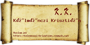 Kálmánczi Krisztián névjegykártya
